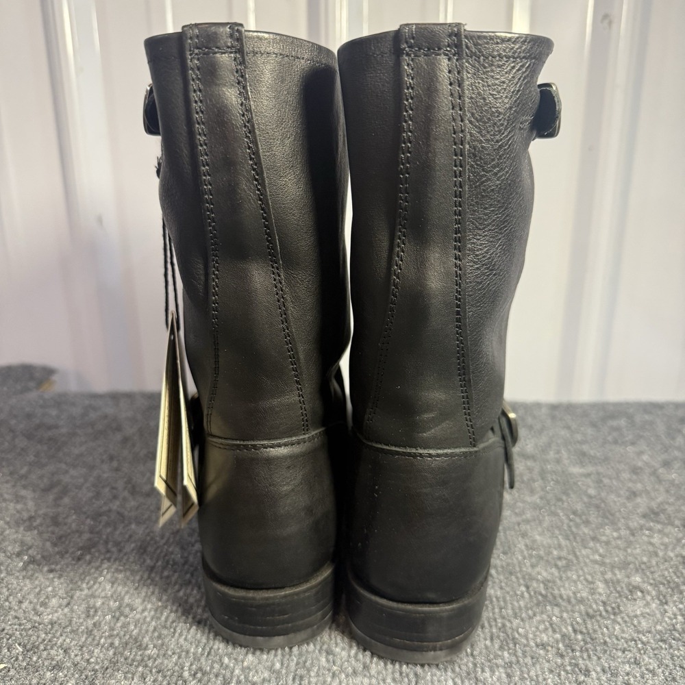 Frye Veronica Shortie Boots Womens 7.5 Black Leather Engineer Moto Biker Harness - Picture 4 of 16